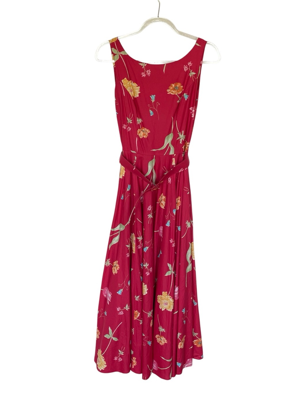 Laura Ashley Vintage Dress 6 Coral 100% Cotton Floral Maxi Long Midi 1990s